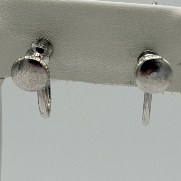 VTG Screw-Back Earring Lot x2 | Rhinestone | Geometric & Floral Sparkle - Picture 6 of 9